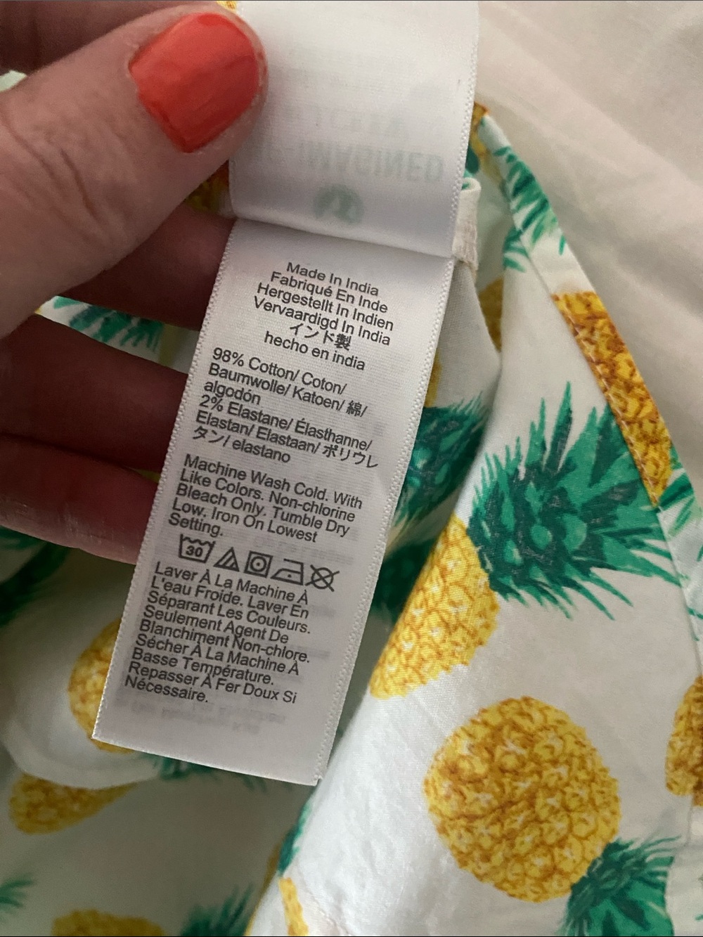 J.Crew Factory Pineapple Sleeveless Button-Up Top - White/Yellow/Green - Picture 4 of 5